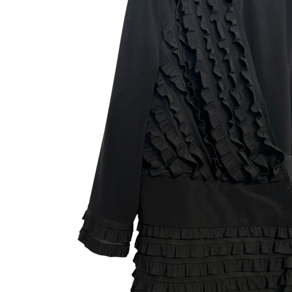 Joseph Ribkoff Black Textured Ruffle Sweater Jacket Size 20 - Picture 5 of 6